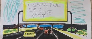 Kids Safety Message Drawing - Be Careful in the Rain