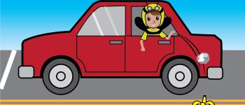 Illustration of litterbug kid throwing trash out of the car