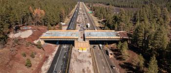 Aerial view of I-17 wildlife overpass project