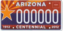 Arizona Centennial License Plate