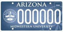 Midwestern University license plate