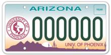 University of Phoenix License Plate