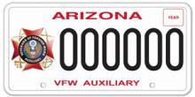 Veterans of Foreign Wars Auxiliary Arizona License Plate