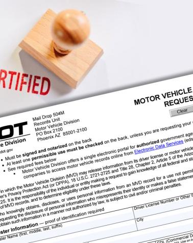 motor vehicle record certified