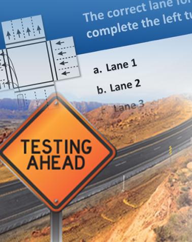Testing ahead sign
