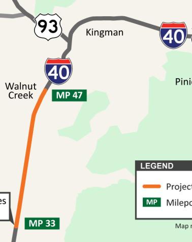 Interstate map with mile markers