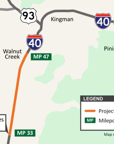 Interstate 40 Pavement Project:   Holy Moses Wash to Walnut Creek map
