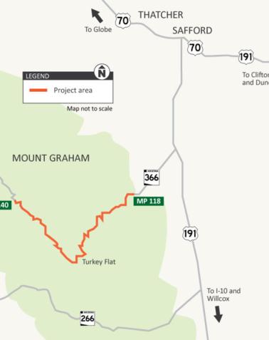 Map of SR 366 and the Swift Trail Repair Project