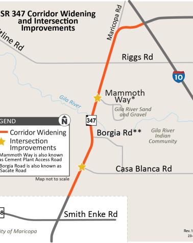 SR 347 Corridor Widening Intersections Map