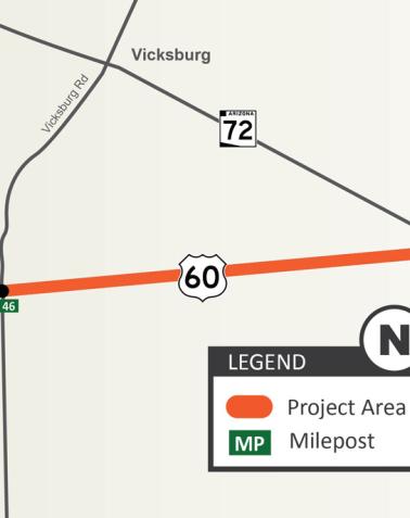 Project Area - US 60 (mp 46-MP49) Vicksburg Rd SR Junction 