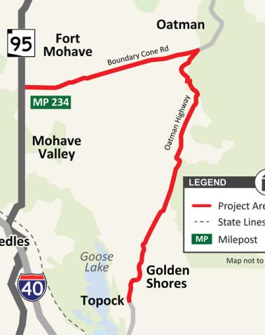 Mohave County:  Boundary Cone Road and Oatman Highway Rumble Strips Project Map