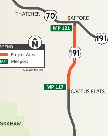 Map US-19 Safford to Cactus Flat