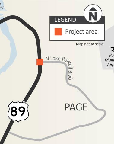 Project map US 89 and N. Lake Powell Boulevard. Intersection Improvements