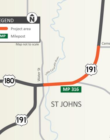 US 191 Little Colorado Bridge - Cemetery Rd Map