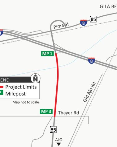 Project map - State Route 85, Interstate 8 Thayer Road Drainage Improvements