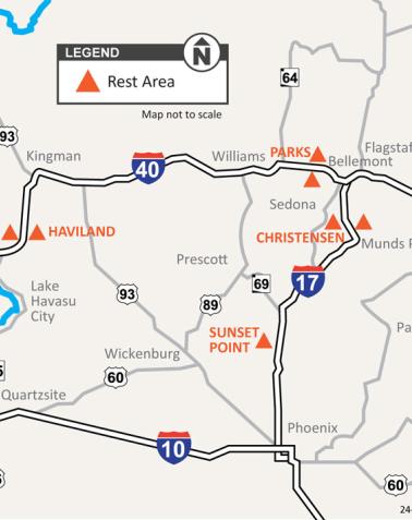 ADOT I-40 and I-17 Rest Area Truck Parking Project Map