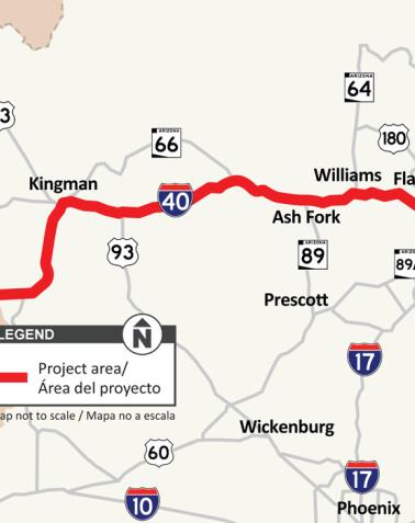 Project Map I-40 Broadband: AZ-CA Stateline to Flagstaff 