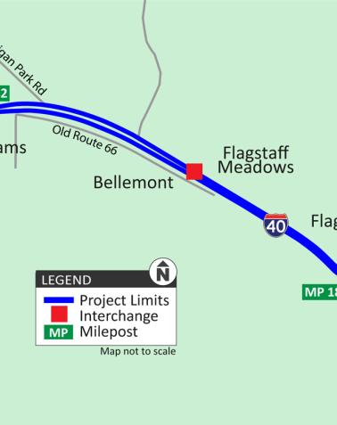 Map of I-40 Bellemont Traffic Interchange Concept Report