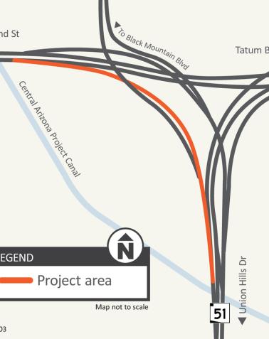 Loop 101/State Route 51 Ramp Widening Project map