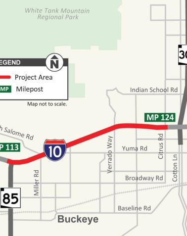 Project Map I-10 Widening, SR-85 to Citrus Road