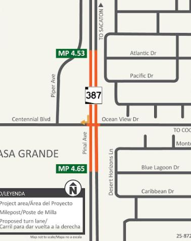 Centennial Boulevard and Pinal Avenue (SR 387) Intersection Improvements Project Map
