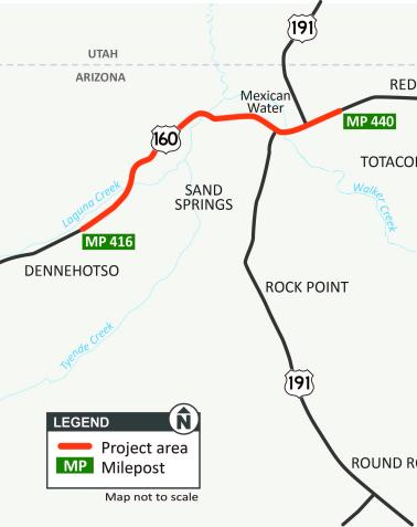 US 160 Dennehotso Project map