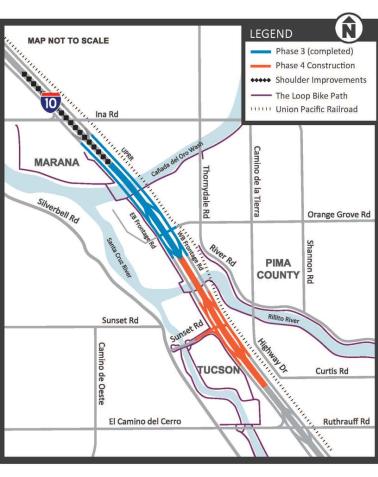 Map I-10 Reconstruction between Ruthrauff and Ina roads