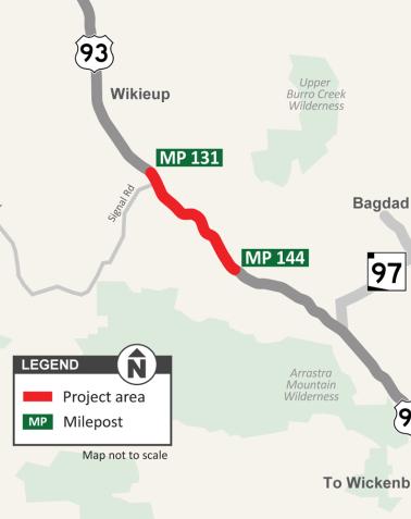 US 93 Old Wikieup-Hillside to North of Nothing Project Map