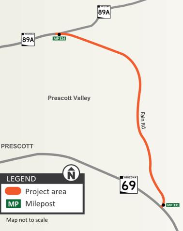 SR 89A Spur Robert Road to State Route 69 Pavement Project Map