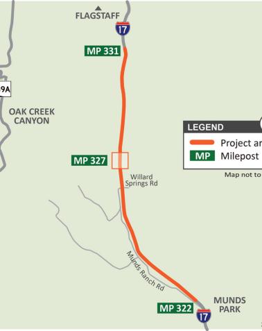 I-17 Willard Springs Wildlife Overpass  Map