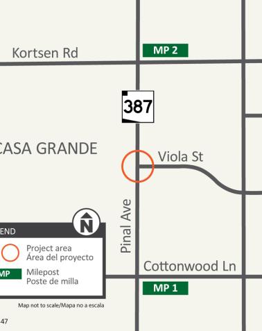 State Route 387 (Pinal Avenue) and Viola Street,  High Intensity Activated Crosswalk (HAWK) Project map