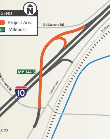 I-10 East Willcox traffic Interchange Bridge Rehabilitation Project Map