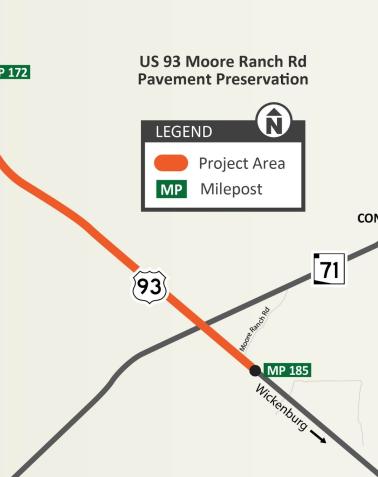 US 93: MP 172- Moore Ranch Road project map