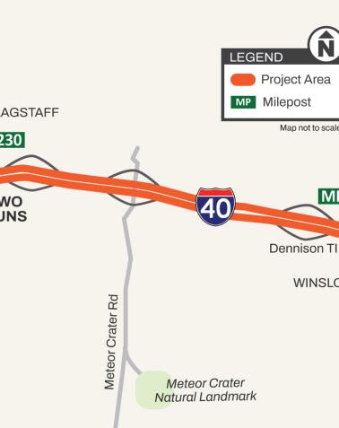 I-40 Two Guns to Dennison Pavement Preservation Project Map