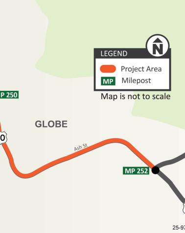 US 60: Santee Street to US 70 Pavement Rehabilitation Project Map