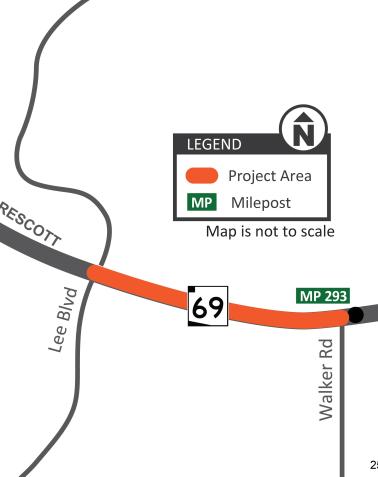SR 69 Lee Blvd - Walker Road map