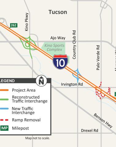 I-10 Kino to Country Club Project Map