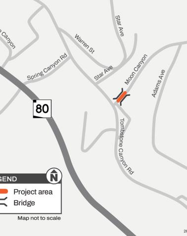 Map showing the project area and bridge location on Moon Canyon near Tombstone Canyon Road in Bisbee, Arizona.