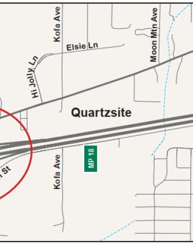 Interstate 10, West Quartzsite Traffic Interchange and Frontage Road Design Project Map