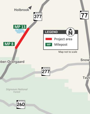 SR 260 Linden - Show Low Pavement Rehabilitation Project Map