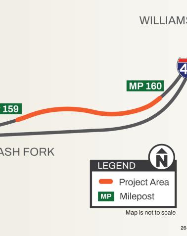 I-40 West of Williams Pavement Repair project map