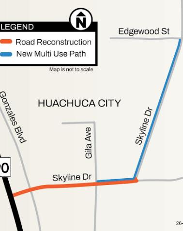 Project area map for Skyline Drive and Edgewood Street improvements