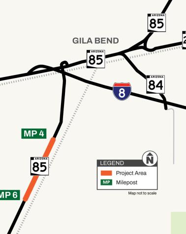 Project Map Arizona State Route 85, between mileposts 4 and 6 Drainage Improvements