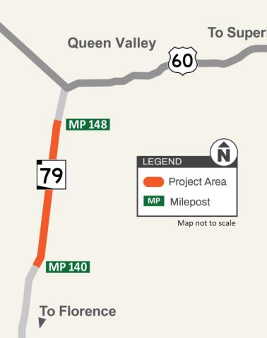 Project Map State Route 79 Passing Lane Project: Milepost 140 to 148