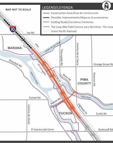I-10 Ina to Ruthrauff Map