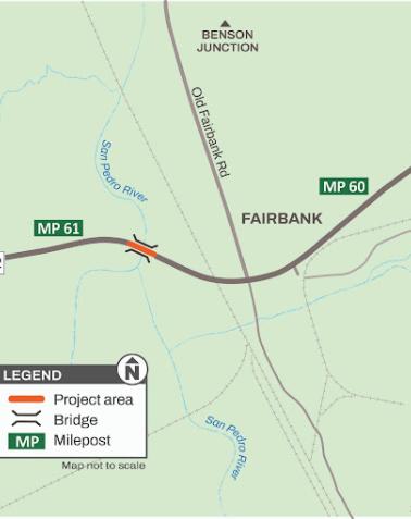 State Route 82: San Pedro River Bridge (mileposts 60-61) Replacement Project Map