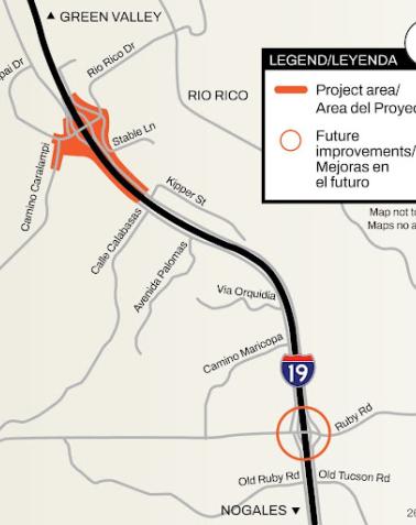 I-19 Frontage Road Expansion Project between Ruby Road and Rio Rico Drive Project Map