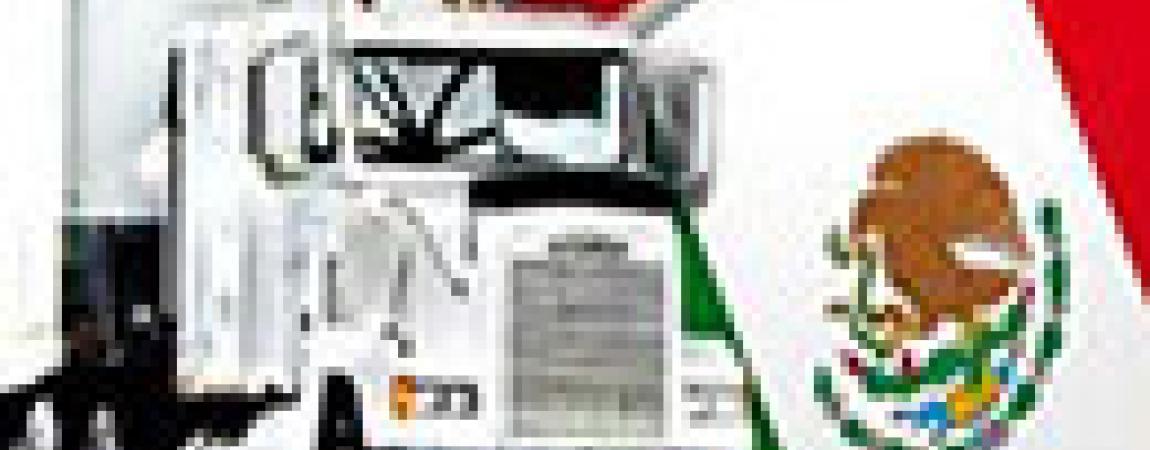 collage - transportation truck and mexico flag