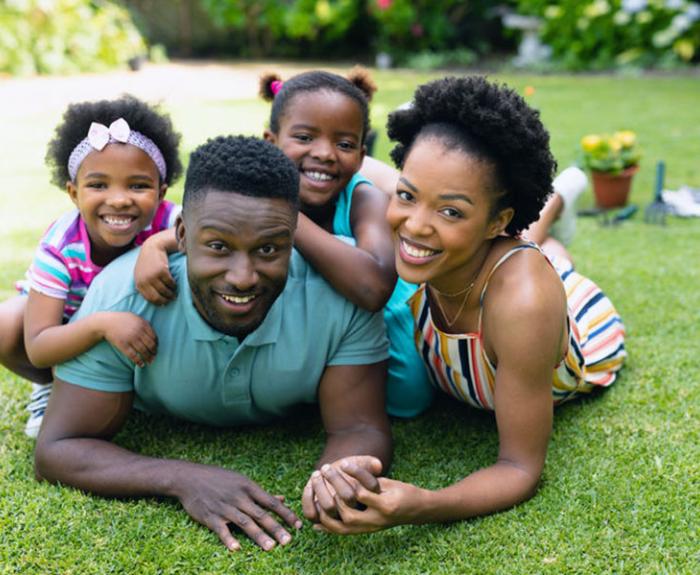 Family with children in the park