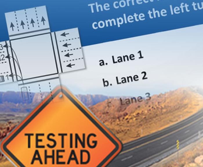Testing ahead sign